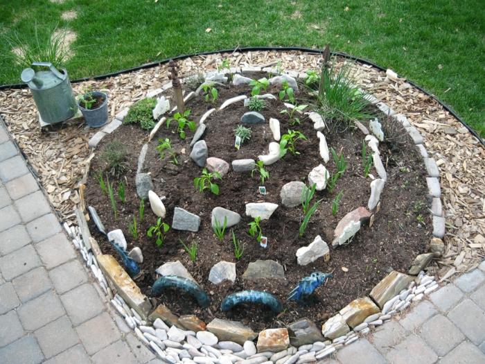 βότανο σπιράλ φυσικές πέτρες σάπια κήπος