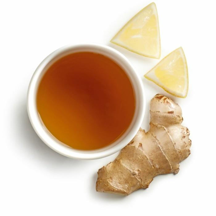 τσάι από βότανα για πονοκεφάλους τζίντζερ και λεμόνι