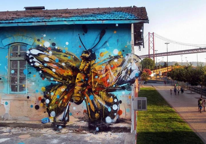 τέχνη από σκουπίδια Bordalo Segundo ανακύκλωση τέχνη πεταλούδα
