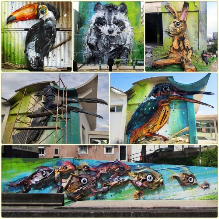τέχνη από σκουπίδια Bordalo street art artist Segundo recycling art
