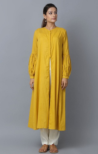 Pantolonlu Hardal Sarısı Pamuklu Kurta