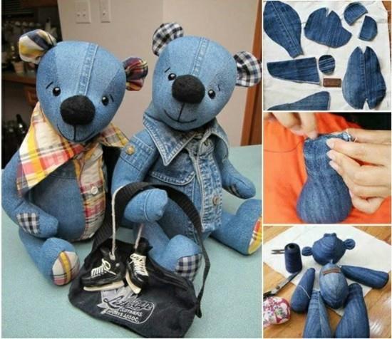 κάνει cuddly bear από παλιά τζιν