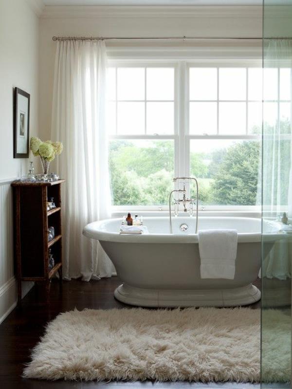 τρυφερά μαλακό χαλάκι μπάνιου λευκό ξύλινο δάπεδο χαλιά μπάνιου ανεξάρτητη μπανιέρα