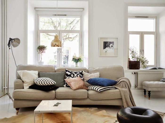 εξοχικό σαλόνι στυλ σουηδικού στιλ εξοχικός καναπές γούνινο χαλί