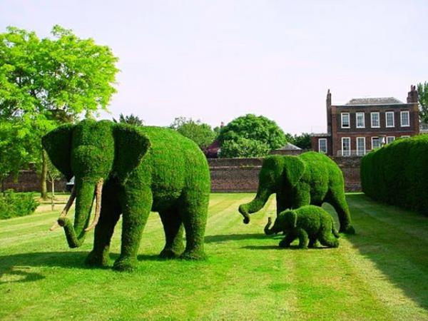 τοπίο κήπος γλυπτά κινούμενα σχέδια χαρακτήρες ελέφαντες