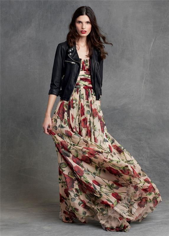 μακριά φορέματα κοκτέιλ φόρεμα κομψό σχέδιο τριαντάφυλλο δερμάτινο μπουφάν