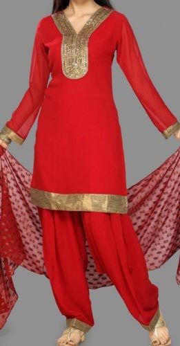 Raudonasis Punjabi Salwar kostiumų dizainas