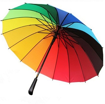 Renkli Uzun Çubuk Turuncu Şemsiye