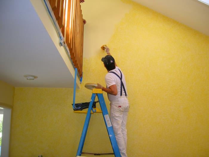 βαφή λατέξ κίτρινο χρώμα βαφής τοίχων