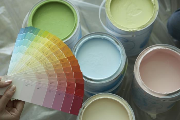 παλέτα χρωμάτων διακόσμηση σχεδιασμού τοίχου με λατέξ