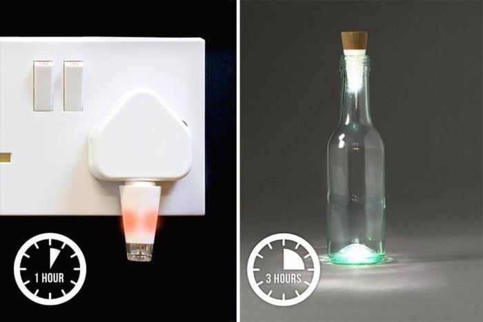 led ελαφρύ γυάλινο καπάκι μπουκαλιού φόρτισης usb