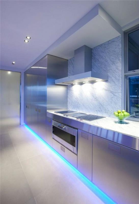 led light bar κουζίνα φωτίζουν ιδέες μπλε φως