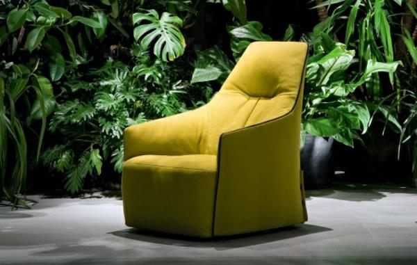 δερμάτινος καναπές relax σχεδιαστής κίτρινη πολυθρόνα