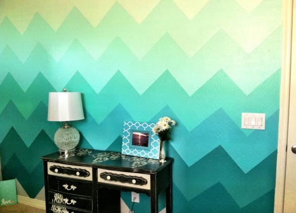 μοτίβο chavron δερμάτινα χρώματα τοίχου πράσινο μπλε