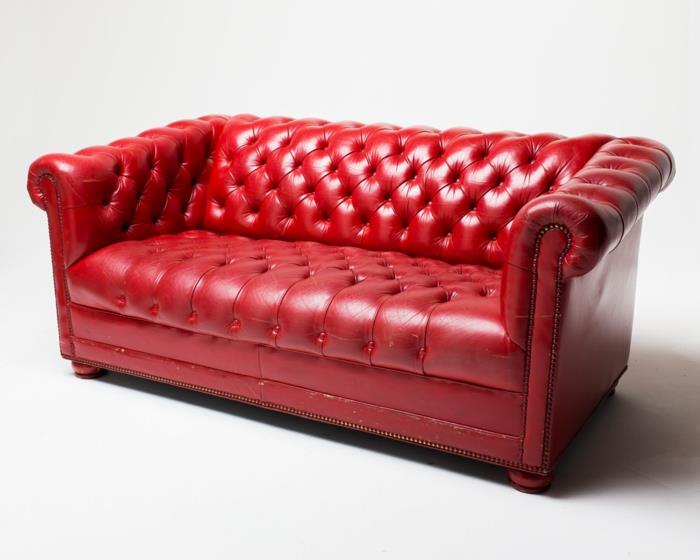 δερμάτινος καναπές chesterfield καναπές κόκκινο λείο δέρμα