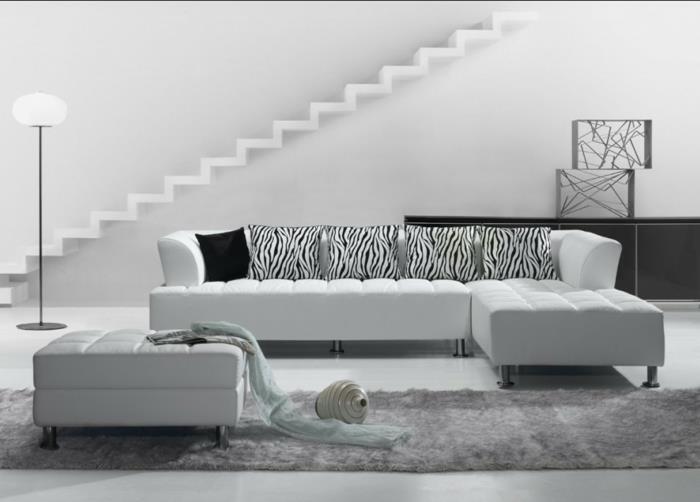 δερμάτινος καναπές πραγματικό δέρμα απαλό λευκό μινιμαλιστικό σχέδιο