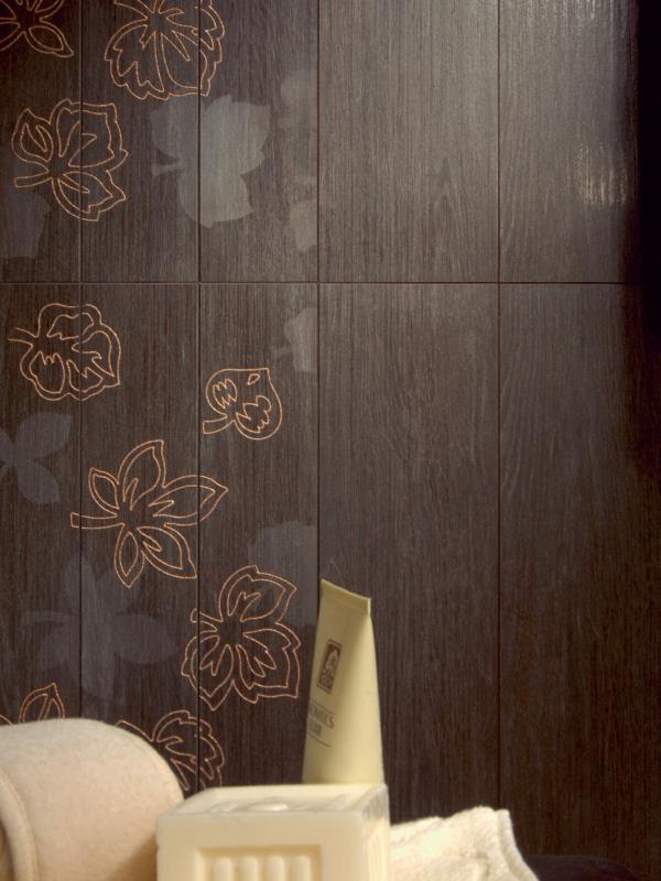 ιδέες για πλακάκια μπάνιου legnotech φύλλα μοτίβο τοίχου