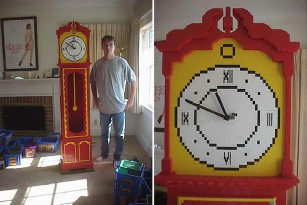 Μπλοκ κουζίνας από τούβλα lego φιγούρες diy δημιουργικό ρολόι τοίχου