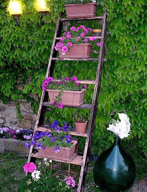 Σκάλα ράφια τοίχου ράφια DIY φύλλωμα κήπου πράσινο λουλούδι κουτί