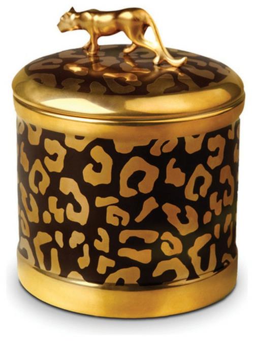 λεοπάρ μοτίβο λαμπερό χρυσό κουτί κεριών