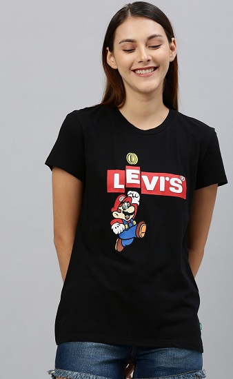 Siyah Levis Mario Tişört