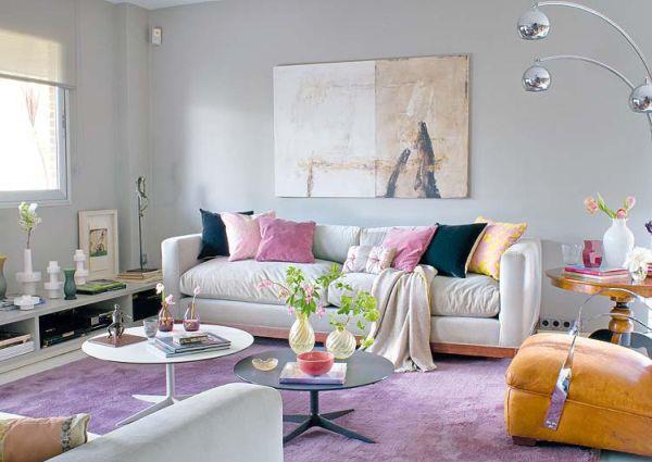 μοβ συνδυασμός χρωματικού καναπέ ντυσίματος άνετοι χλωμές αποχρώσεις