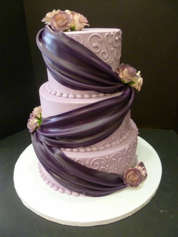 μοβ κορδέλα ιδέες γαμήλιας τούρτας