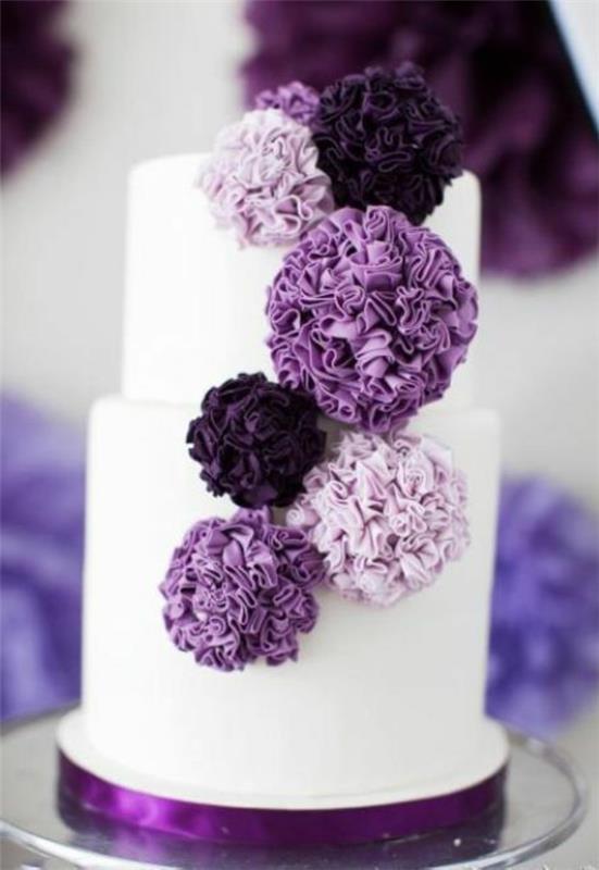 μοβ γαμήλιες τούρτες ιδέες floral σχέδιο