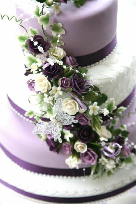 μοβ μοβ αποχρώσεις ιδέες γαμήλια τούρτα λεπτομέρειες
