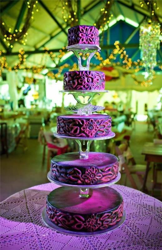 μωβ ιδέες για τούρτες γάμου ιδέες stand etagere