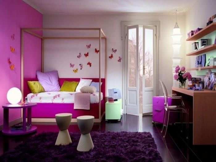 μοβ χαλί σπιτικές ιδέες παιδικό δωμάτιο ροζ τοίχοι κοριτσίστικο δωμάτιο