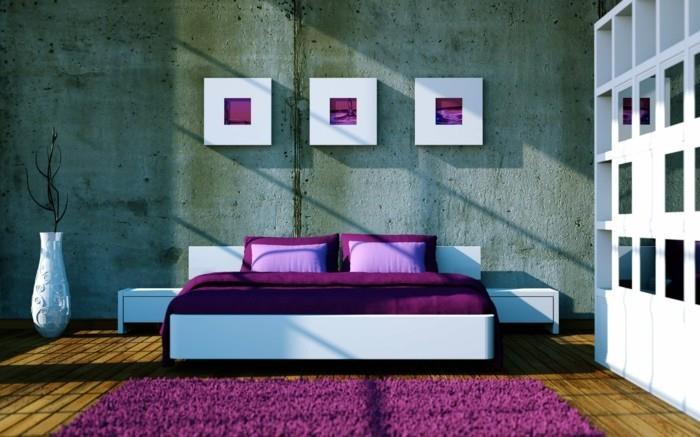 μοβ χαλί σπιτικές ιδέες κρεβατοκάμαρα μωβ κλινοσκεπάσματα