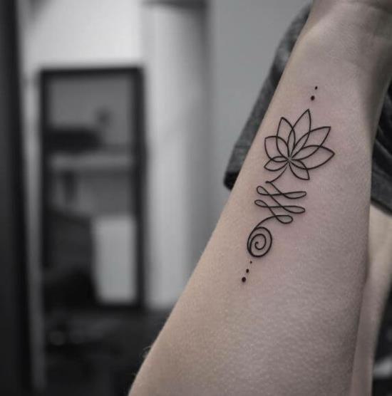 λουλούδι λωτού unalome τατουάζ βουδιστικό τατουάζ