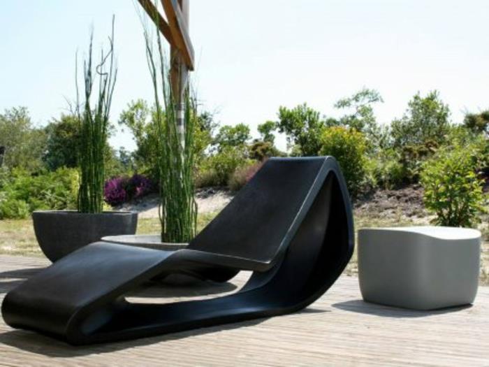 Καρέκλα σαλονιού εξωτερική ξαπλώστρα μαύρο μοντέρνο σχέδιο