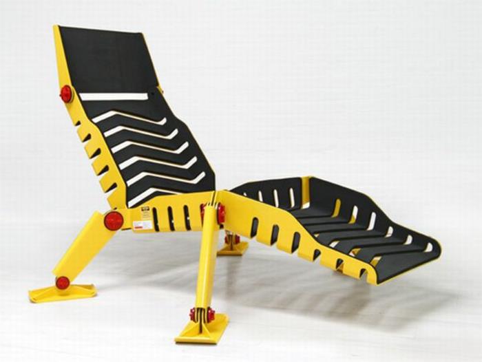 καρέκλα σαλονιού εξωτερική μεταλλική ξαπλώστρα μαύρο κίτρινο
