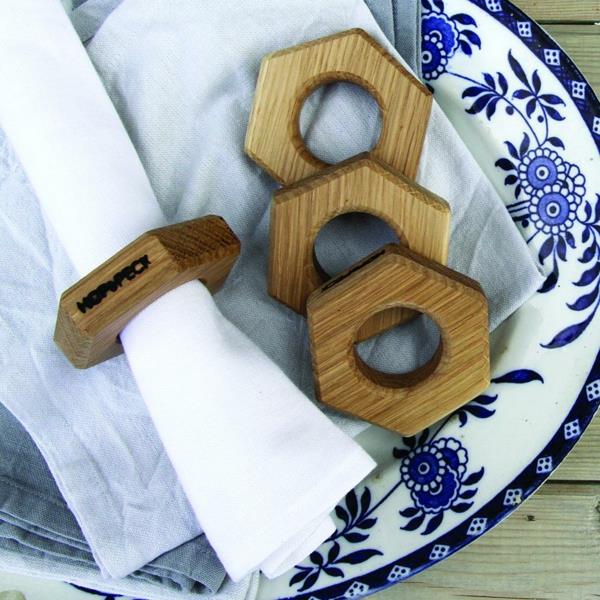 δαχτυλίδι χαρτοπετσέτας ξύλινα πασχαλινά δώρα Εξαγωνικό δαχτυλίδι πετσέτας Hop & amp; Peck