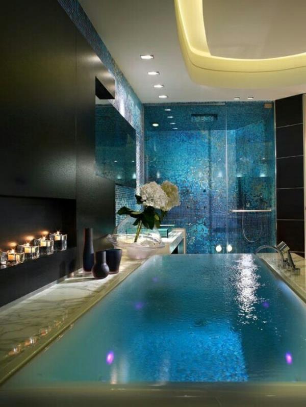 πολυτελές μπάνιο σχεδιασμένο πισίνα ενσωματωμένος φωτισμός