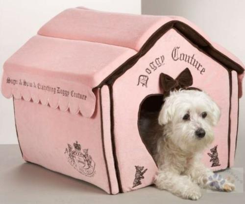 Σπίτι σκυλιών σχεδιάζει ροζ κορίτσι βελούδινη επιφάνεια
