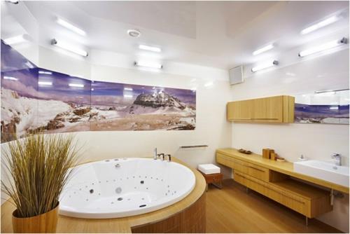 πολυτελές μπάνιο ενσωματωμένα φυτά μπανιέρας εικόνες τοίχου