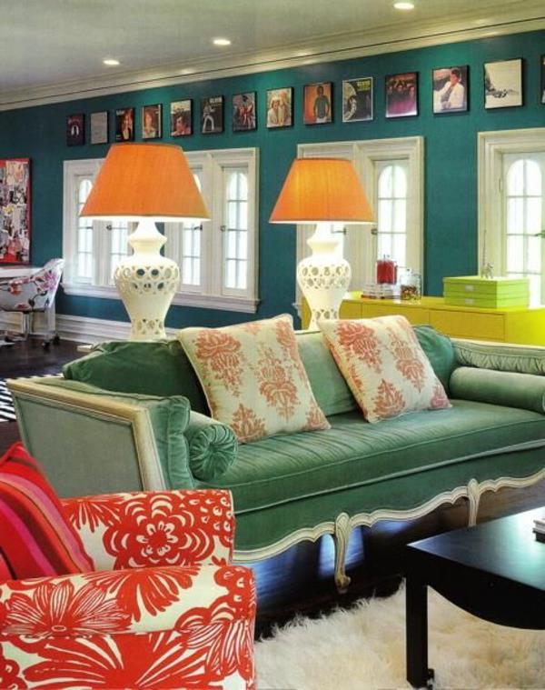 πολυτελή υπερβολικά σαλόνι χρώματα τοίχου επιτραπέζια φωτιστικά