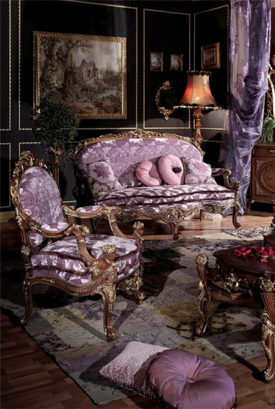 πολυτελή έπιπλα ιταλικού στιλ έπιπλα σχεδιαστής επίπλων μοβ μαξιλάρια καναπές