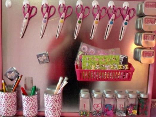 παιδικο δωματιο manget board ροζ ψαλιδια χρωματιστα μολυβια