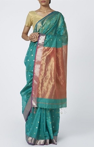 Mėlyna ir rožinė Chanderi Maheshwari Sarees