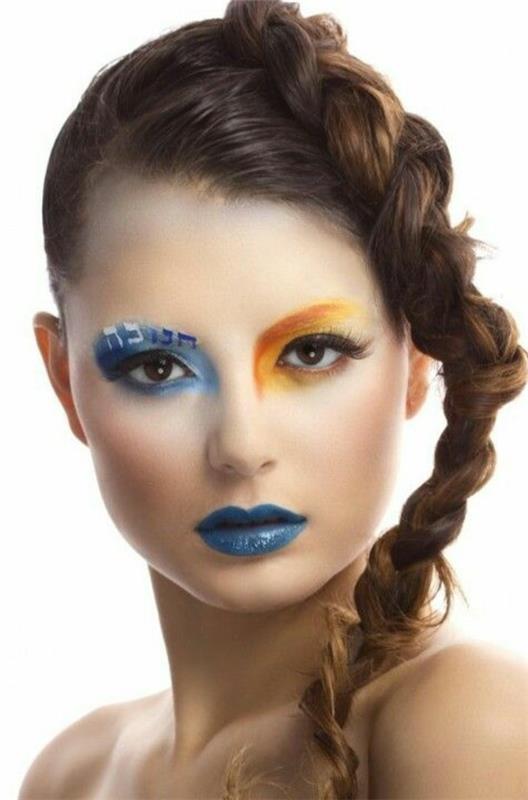 make up καρναβαλικές ιδέες μακιγιάζ πορτοκαλί και μπλε