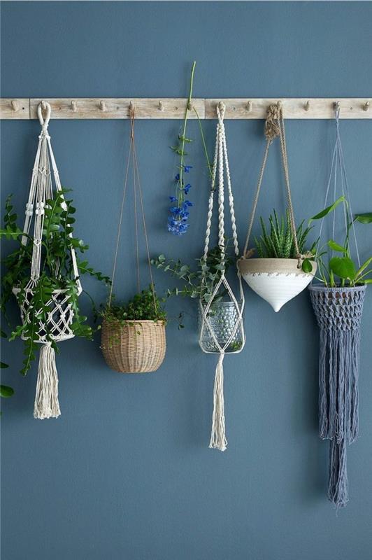 macrame κρεμαστά καλάθια ασυνήθιστες ιδέες diy για κρεμαστά καλάθια