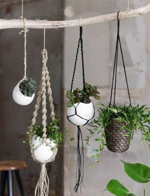 Τα κρεμαστά καλάθια macrame είναι μια εξαιρετική λύση για εσωτερικούς και εξωτερικούς χώρους