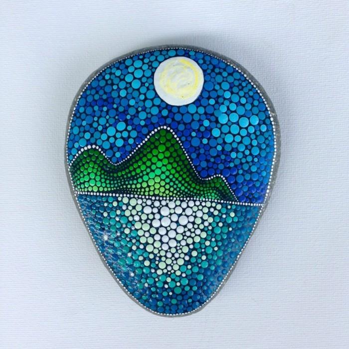 manala μοτίβο ζωγραφικής πέτρες χειροτεχνίες με φυσικά υλικά κουκκίδες