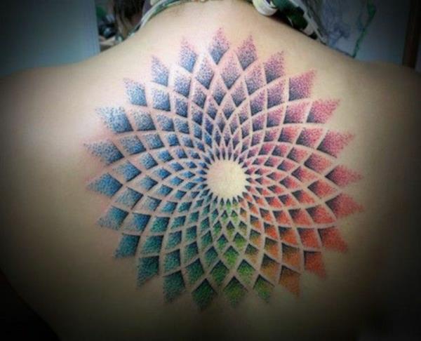 mandala τατουάζ lotus mandala πίσω πολύχρωμο