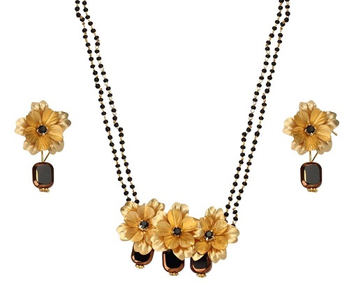 24 Kt çiçekli mangalsutra seti