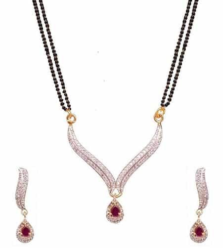 Altın Kaplama Amerikan Pırlanta Mangalsutra Set